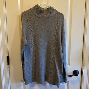 Brooks Brothers Italian Yarn Cable Knit Mock Turtleneck Gray Sweater Size M